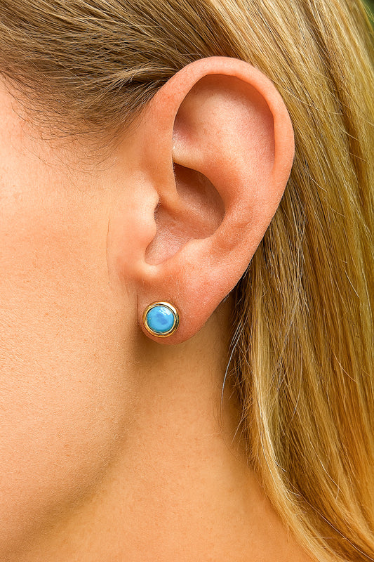 Turquoise Round Bezel Stud Earrings