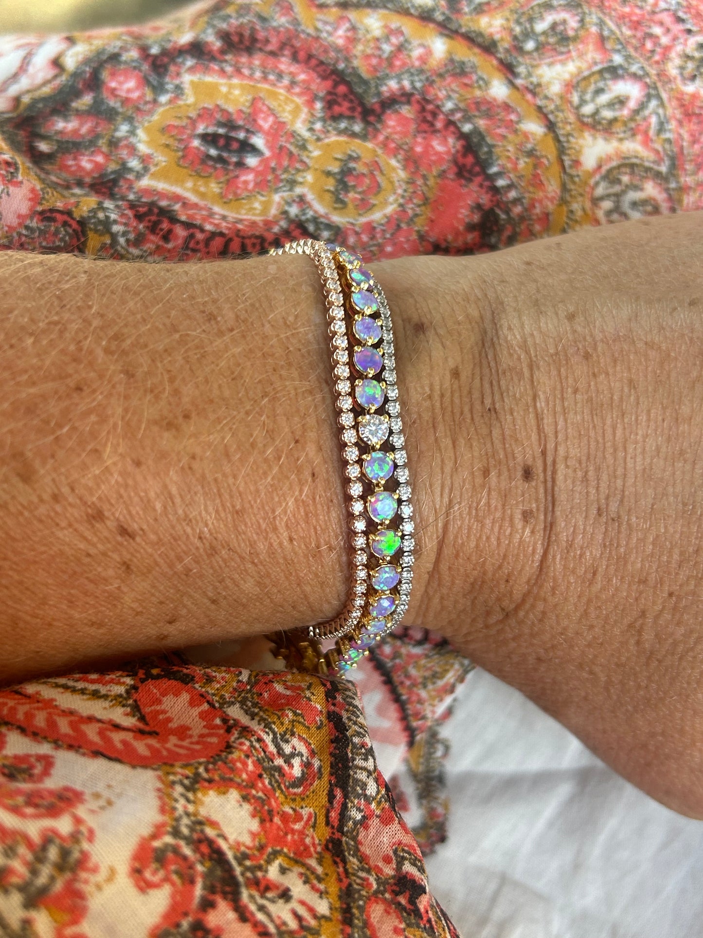 Lavender French 75 Opal and Diamond Bracelet