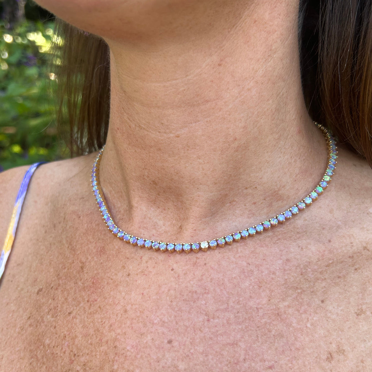 Lavender French 75 Opal and Diamond Necklace