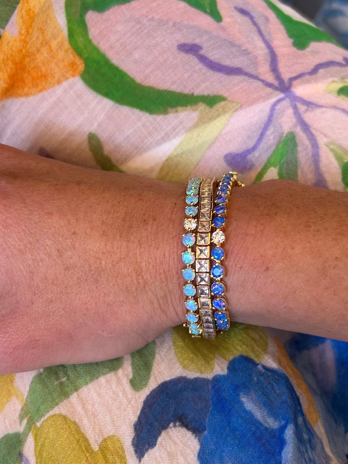 Blue Hawaii Opal and Diamond Bracelet
