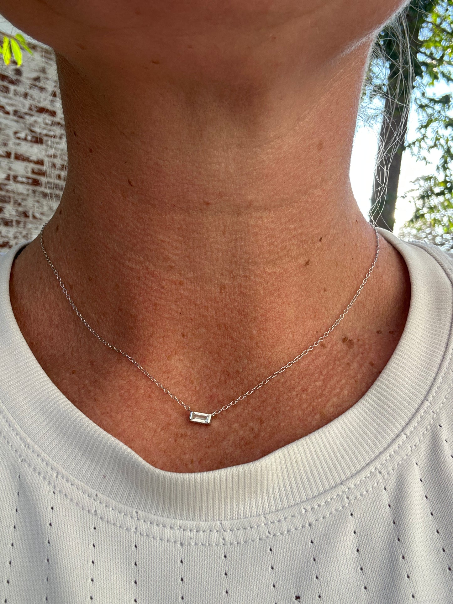 Baguette Solitaire Necklace