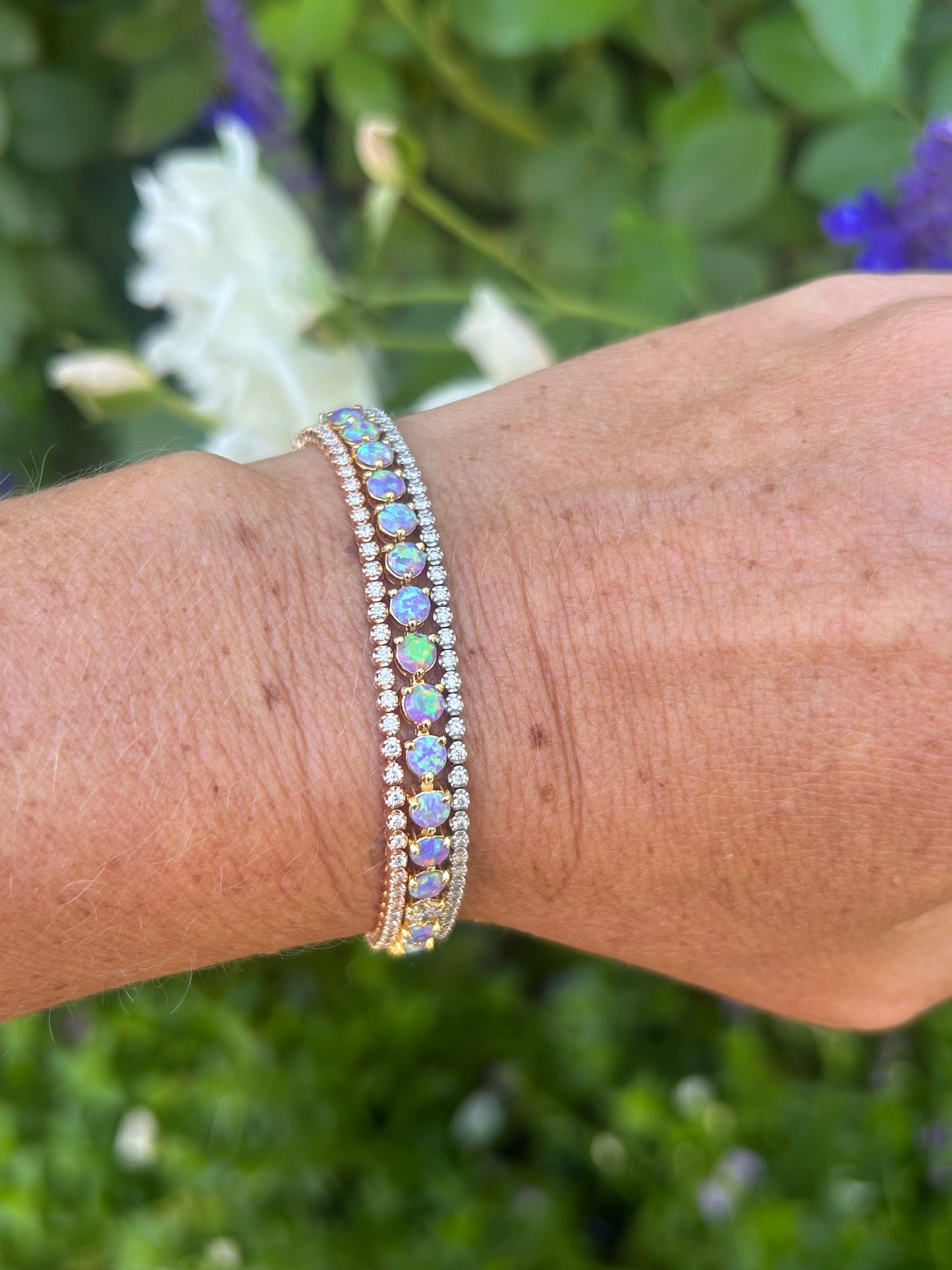 Lavender French 75 Opal and Diamond Bracelet