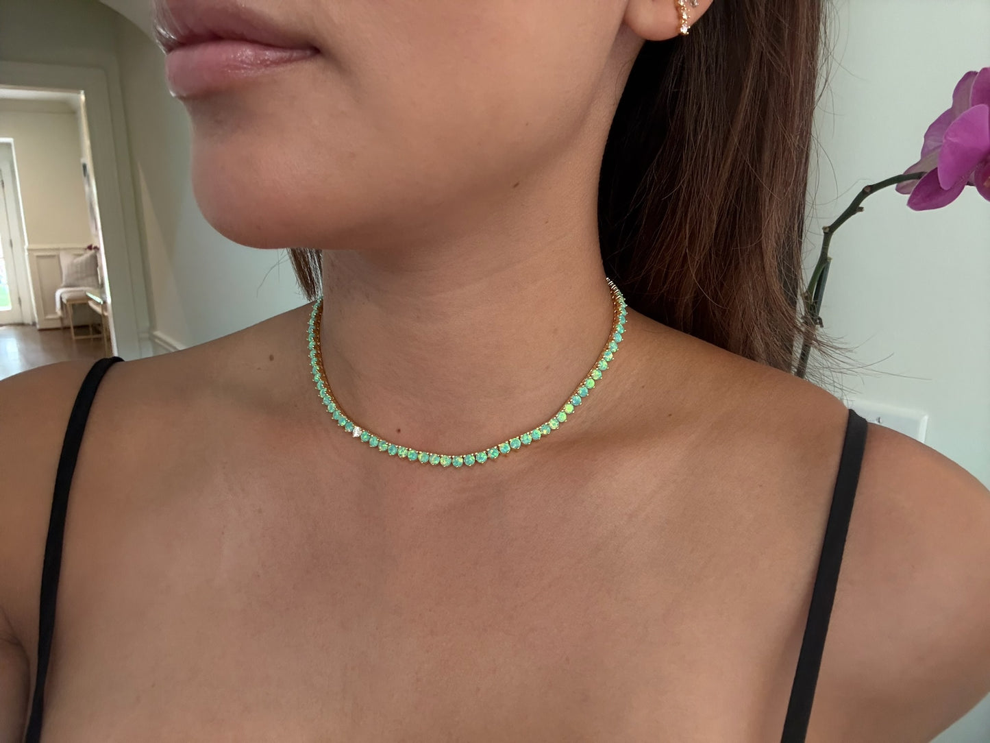 Mint Julep Opal and Diamond Necklace
