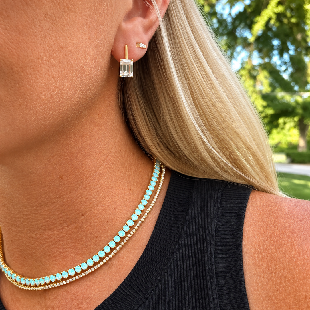 Blue Hawaii Opal and Diamond Necklace
