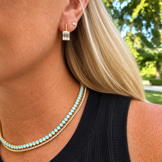 Blue Hawaii Opal and Diamond Necklace