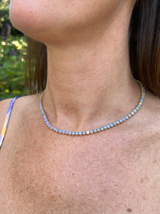 Lavender French 75 Opal and Diamond Necklace