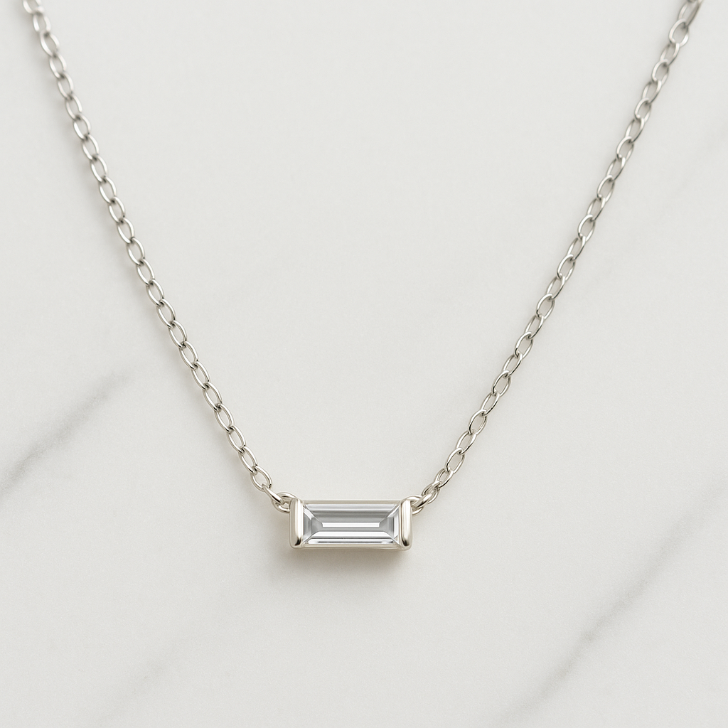 Baguette Solitaire Necklace