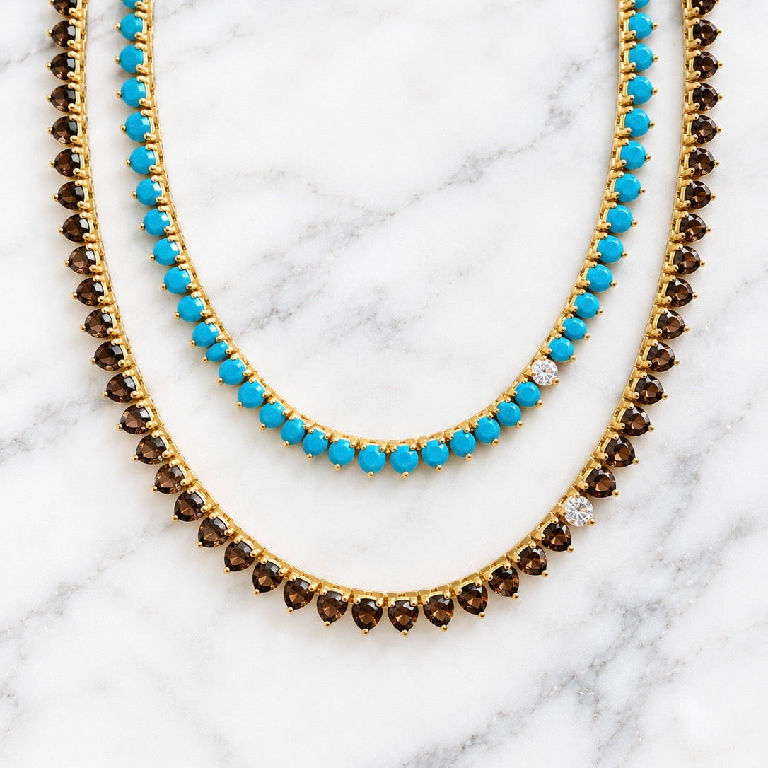 Espresso Martini Opal and Diamond Necklace