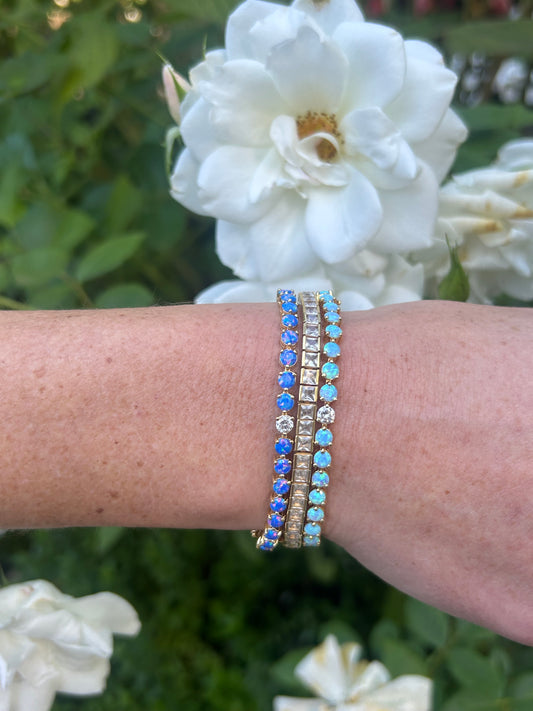 Blue Hawaii Opal and Diamond Bracelet
