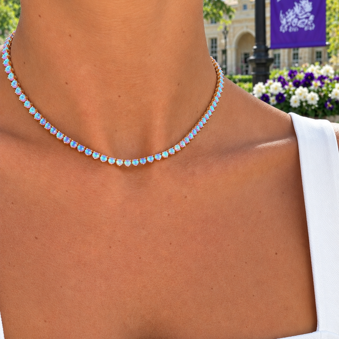 Lavender French 75 Opal and Diamond Necklace