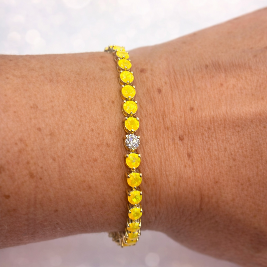 Tequila Sunrise Opal and Diamond Bracelet