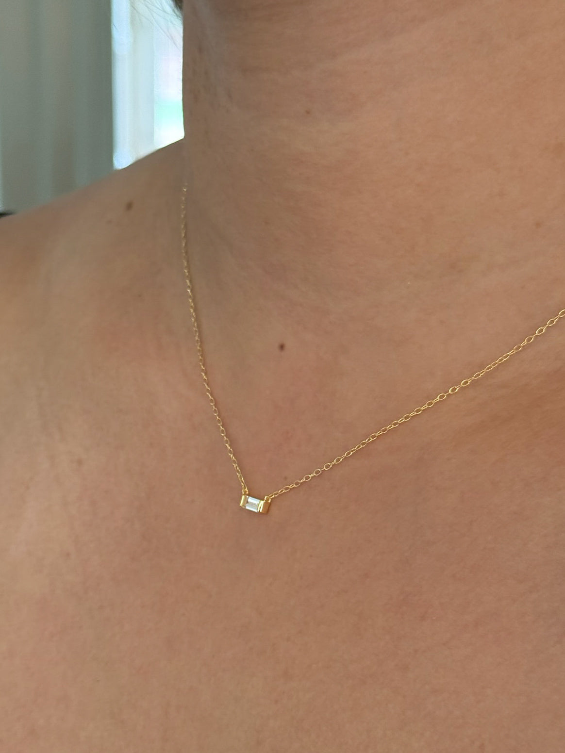 Baguette Solitaire Necklace