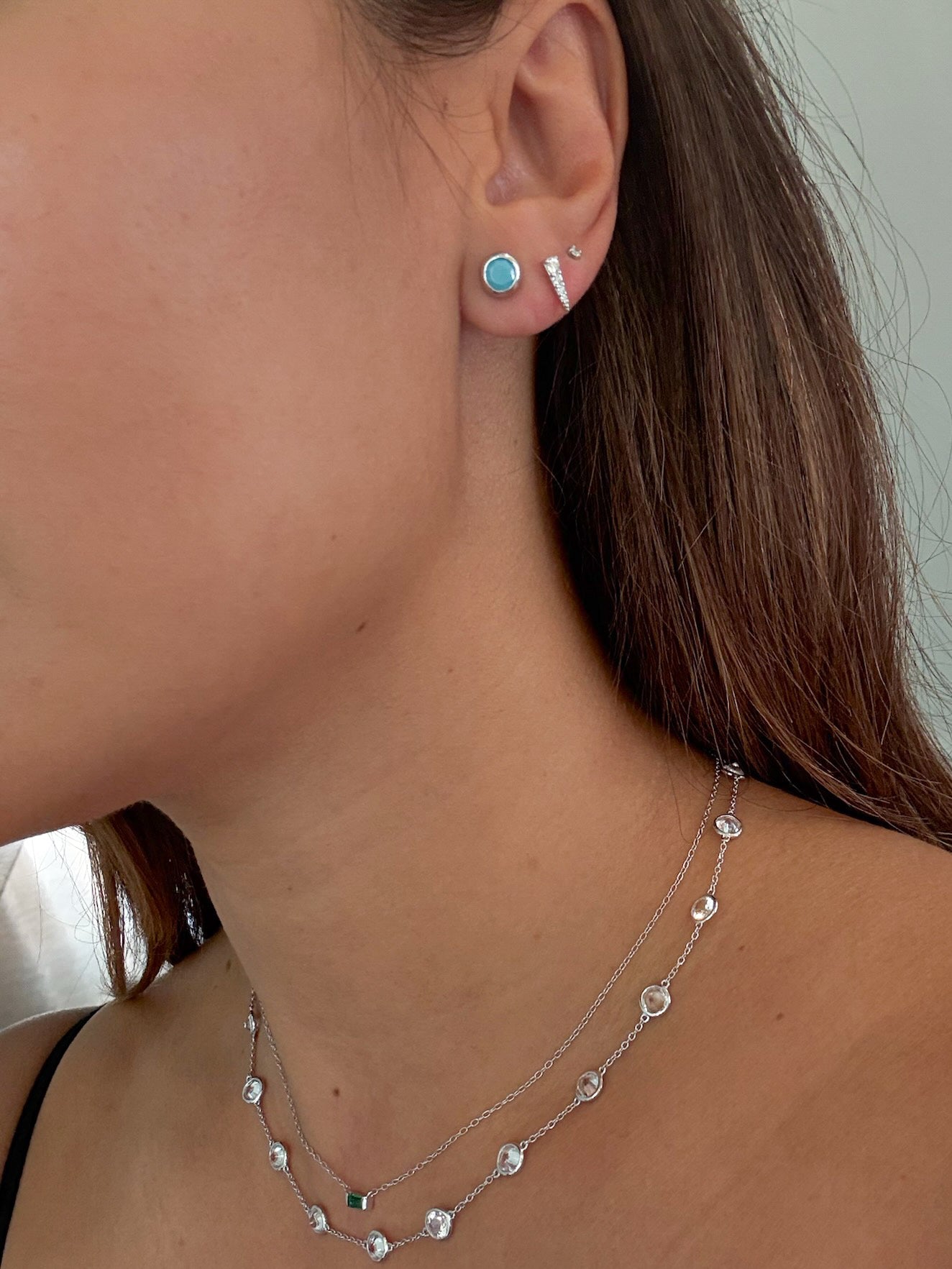 Turquoise Round Bezel Stud Earrings