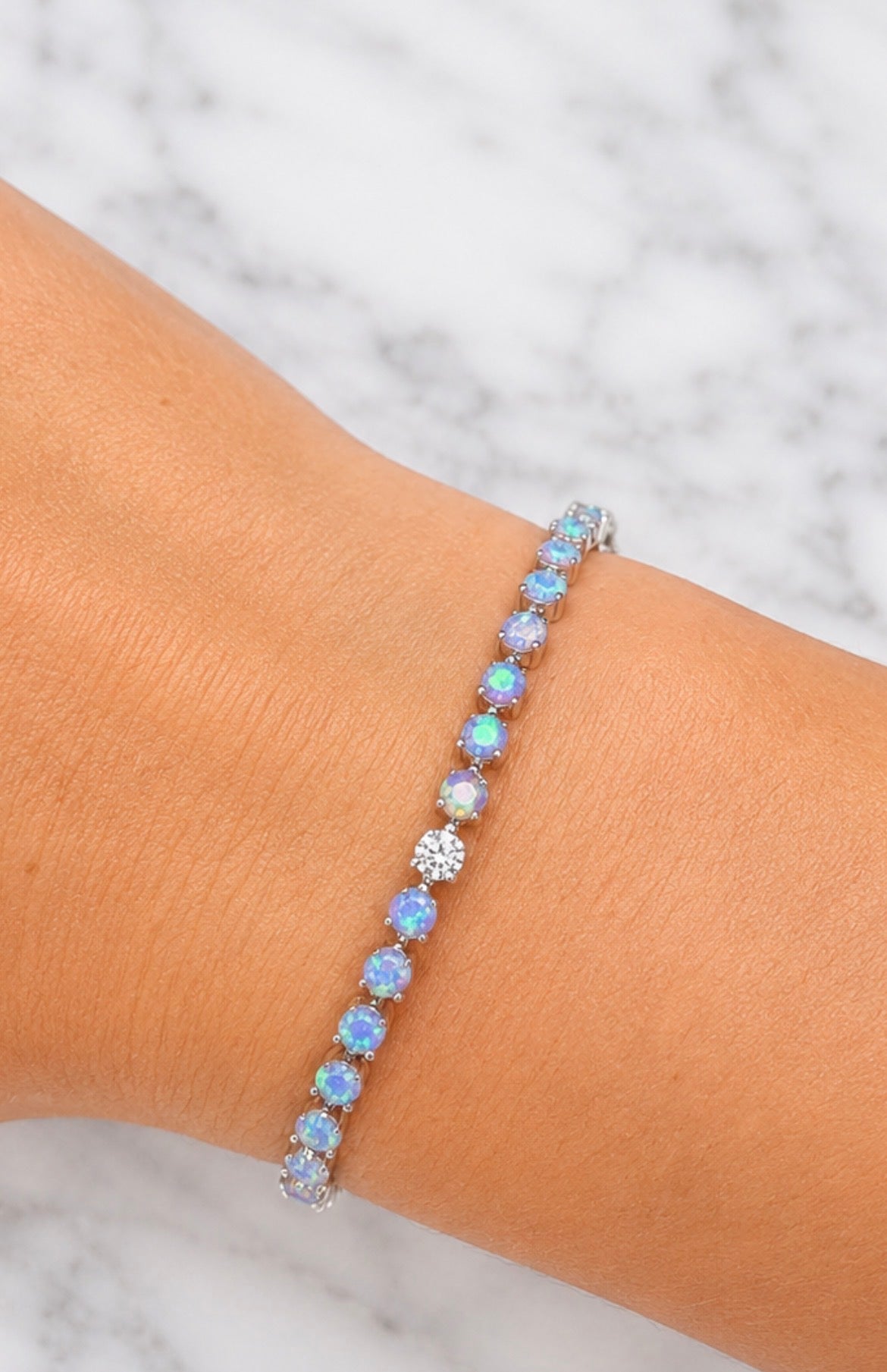 Lavender French 75 Opal and Diamond Bracelet