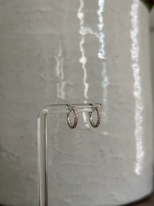 Pink Diamond Hoops