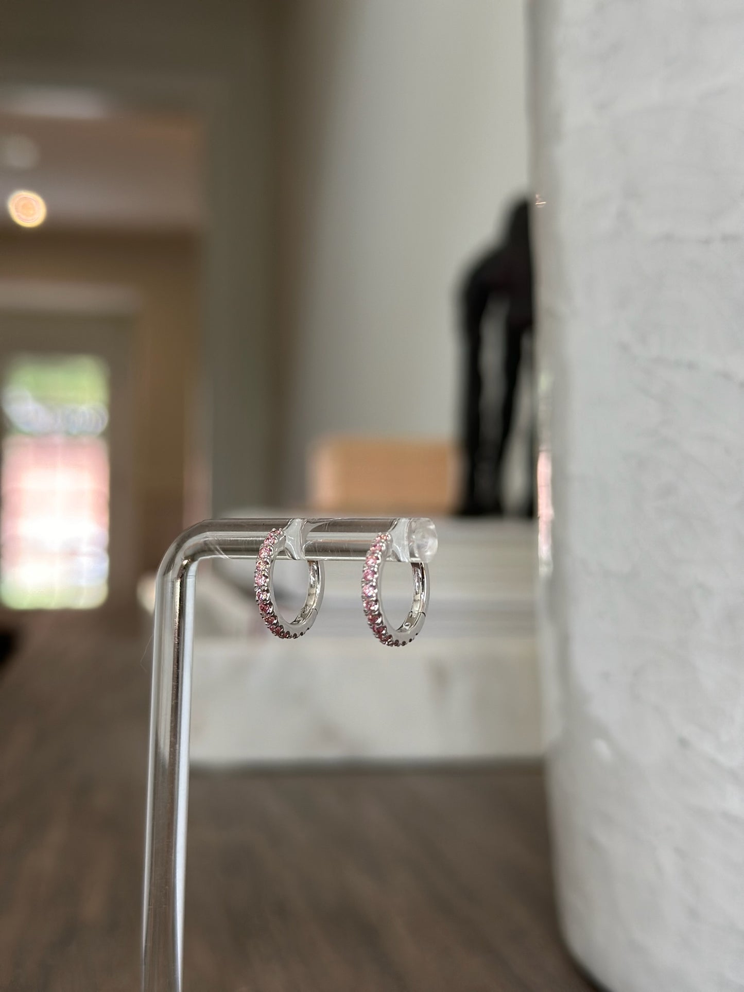 Pink Diamond Hoops