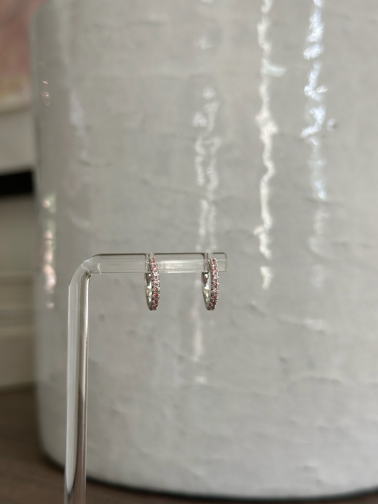 Pink Diamond Hoops